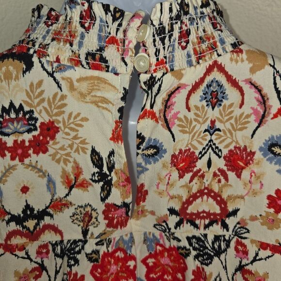 Loft Floral Mock Neck Boho Blouse Top Size Medium - Picture 6 of 8